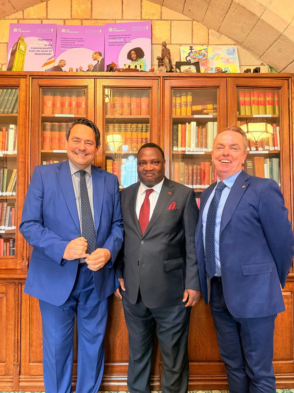 Malawi High Commissioner H.E. Thomas Bisika with Mr Stephen Twigg and Mr Joseph Nhan-O'Reilly at UK Parliament, May 2026